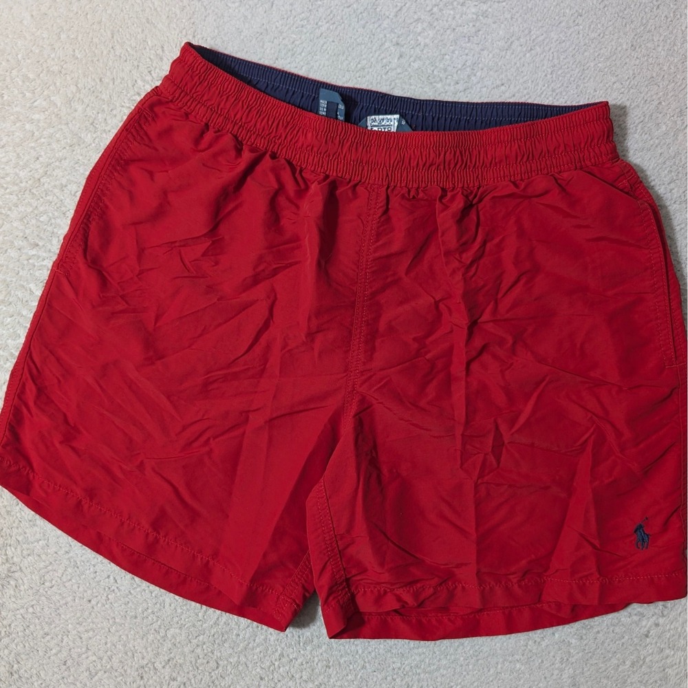 Polo Ralph Lauren Swim Shorts Mens Med Red 29x6 Nylon Mesh Lined Pony‎ Logo